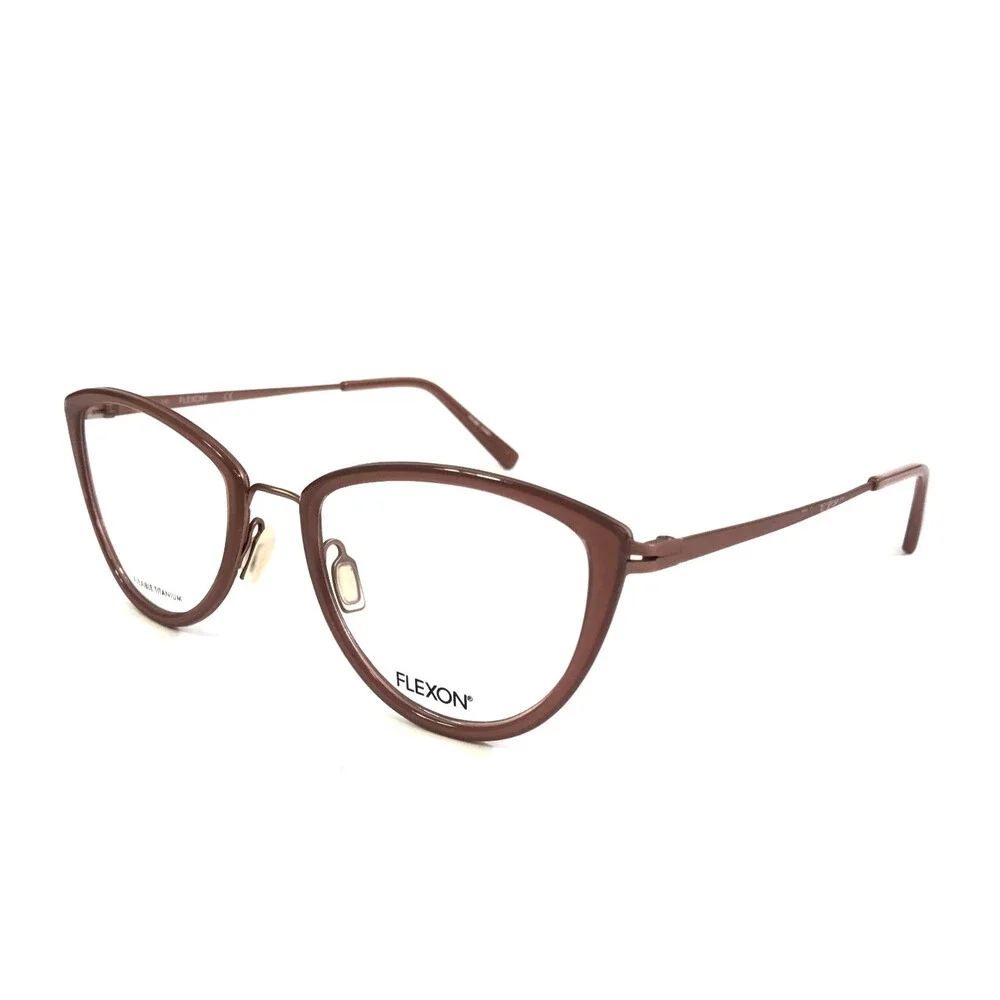 Flexon Eyeglasses Frames W3020 640 Blush Pink Rose Gold Cat Eye 52-21-140